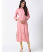 Nylangan Sea Pink Placement Embroidery Kurta Dress