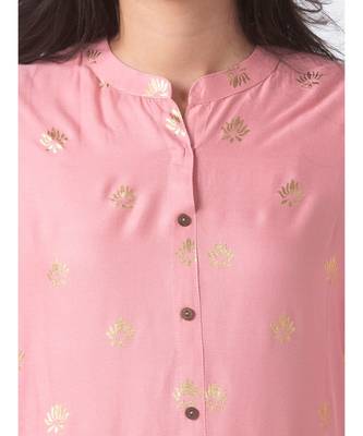 Nylangan Sea Pink Placement Embroidery Kurta Dress 3