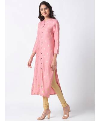 Nylangan Sea Pink Placement Embroidery Kurta Dress 4