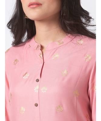 Nylangan Sea Pink Placement Embroidery Kurta Dress 5