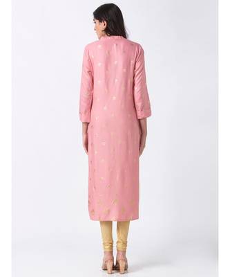 Nylangan Sea Pink Placement Embroidery Kurta Dress 6