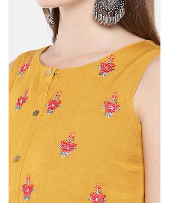 Ethnicity Women Mustard Sleeveless Kurta 2