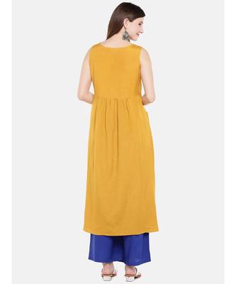 Ethnicity Women Mustard Sleeveless Kurta 4