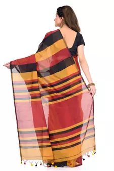 Black printed cotton silk saree with blouse