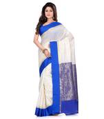 Blue hand woven art silk saree with blouse