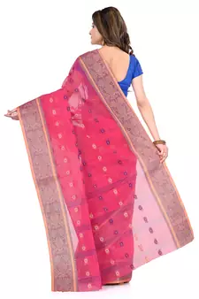 Pink Hand Woven Cotton Saree Without Blouse