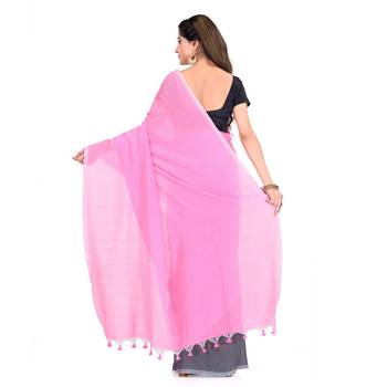Grey hand woven cotton silk saree with blouse 2