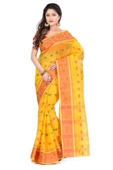 Yellow Hand Woven Cotton Saree Without Blouse
