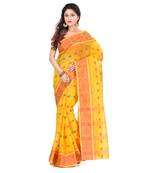 Yellow Hand Woven Cotton Saree Without Blouse