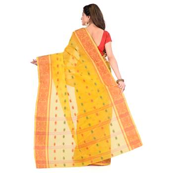 Yellow Hand Woven Cotton Saree Without Blouse 2