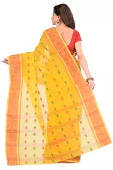 Yellow Hand Woven Cotton Saree Without Blouse
