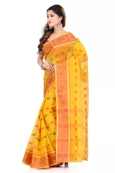 Yellow Hand Woven Cotton Saree Without Blouse