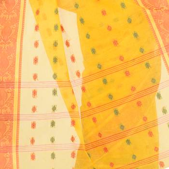 Yellow Hand Woven Cotton Saree Without Blouse 4