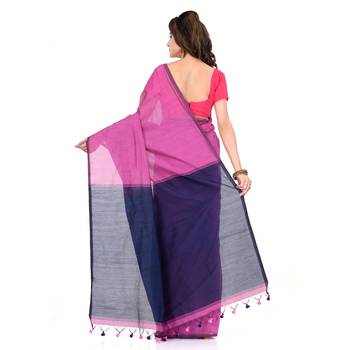 Pink printed cotton silk saree with blouse 2