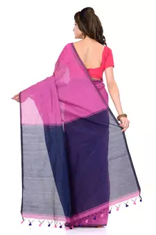 Pink printed cotton silk saree with blouse
