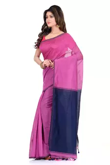 Pink printed cotton silk saree with blouse