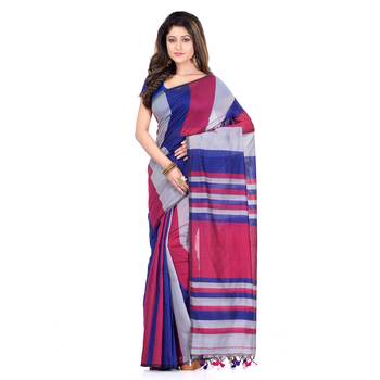 Grey printed cotton silk saree with blouse 1