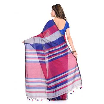 Grey printed cotton silk saree with blouse 2