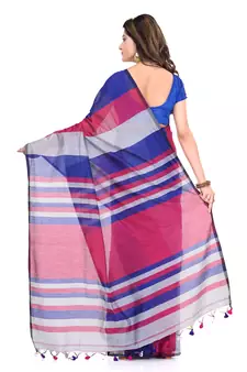 Grey printed cotton silk saree with blouse