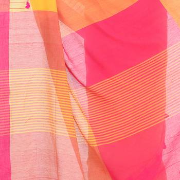 Yellow hand woven cotton saree with blouse 4