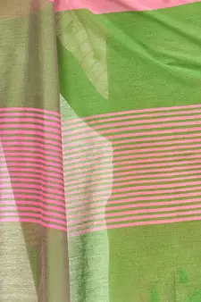 Pink hand woven cotton saree with blouse