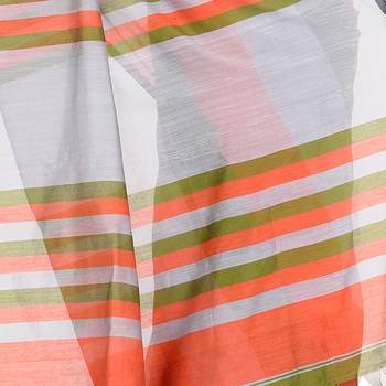 Green printed cotton silk saree with blouse 4
