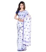 White Printed Cotton Saree Without Blouse
