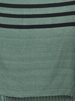Green woven pure cotton saree with blouse 4