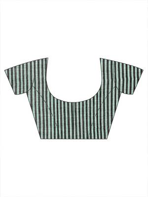 Green woven pure cotton saree with blouse 5