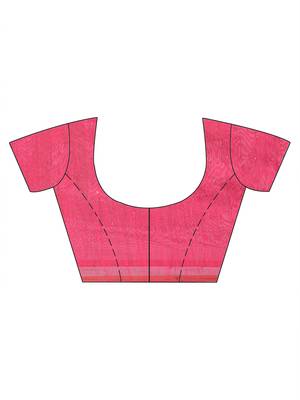 Rani pink woven blended cotton saree with blouse 5