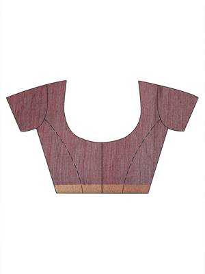 Maroon woven blended cotton saree with blouse 5