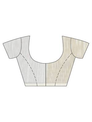 White woven blended cotton saree with blouse 5