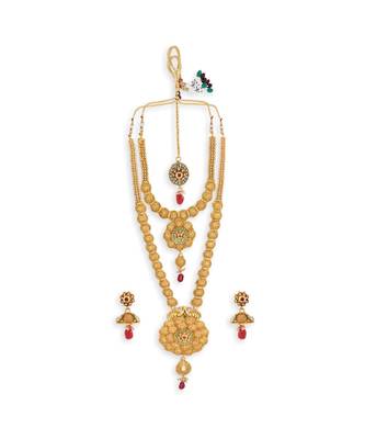 Gold Plated Long And Short Necklace Set For Women 2