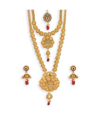 Gold Plated Long And Short Necklace Set For Women 3
