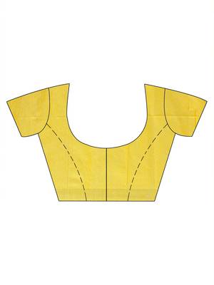Yellow woven blended cotton saree with blouse 5
