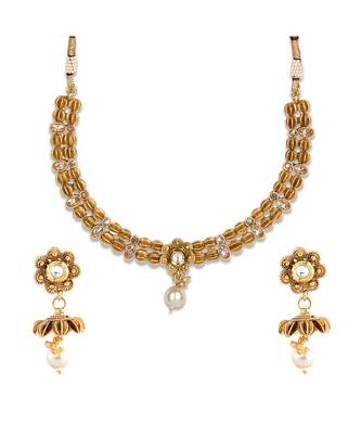 Gold Plated Designer necklaces with earings 3