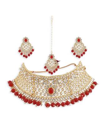 Gold Plated Stone Studded Designer Choker Set 3