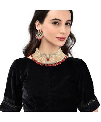 Gold Plated Stone Studded Designer Choker Set 1