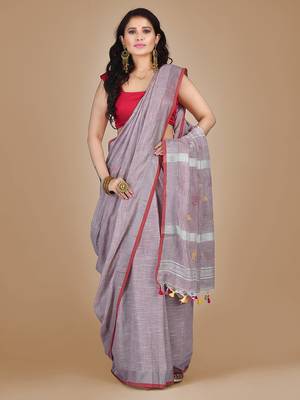 Multicolor woven pure cotton saree with blouse 1