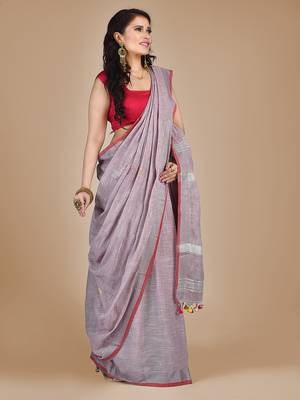 Multicolor woven pure cotton saree with blouse 2