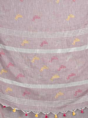Multicolor woven pure cotton saree with blouse 4