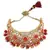Gold Plated Red Stone Studded Choker Necklace Set