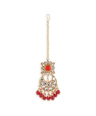 Gold Plated Red Stone Studded Choker Necklace Set 6