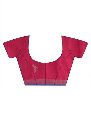 Pink woven pure cotton saree with blouse 5