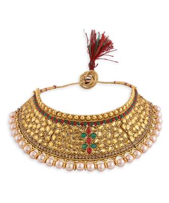 Gold Plated Stone Studded Traditional  Choker Set 2