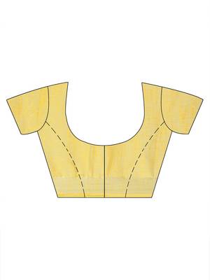 Yellow woven pure cotton saree with blouse 5