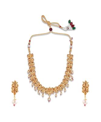 Gold Plated Designer Flower Necklace Set 2