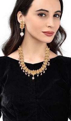 Gold Plated Designer Flower Necklace Set 1