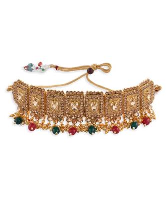 Gold Plated Choker Necklace Set for womens 1