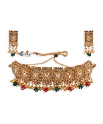 Gold Plated Choker Necklace Set for womens 2